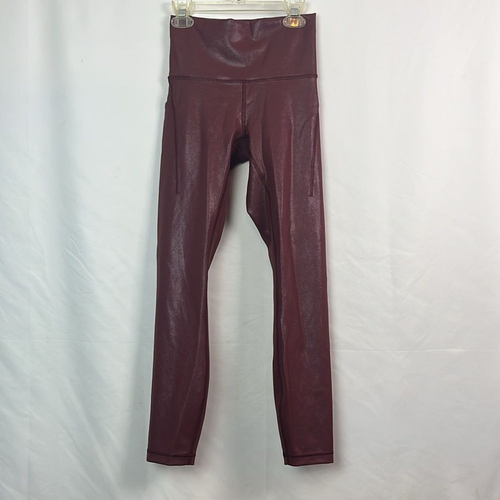Lululemon Wunder Train High-Rise Tight Pockets radiate foil print red Merlot 4